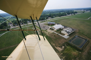 Buzzing the tower at the WACO Museum, Troy airfield