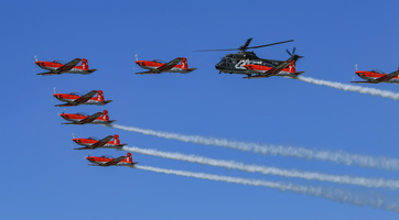 Swiss Air Force PC-7 Team with AS532 Cougar