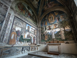 Central fresco by Pinturicchio in the Bufalini Chapel dedicated to  San Bernardino of Siena (15th AD)