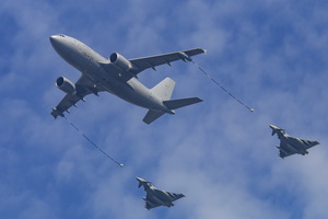 Luftwaffe air to air refueling display with A310 MRTT and two Eurofighters