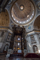 The altar with Bernini's baldacchino below the dome