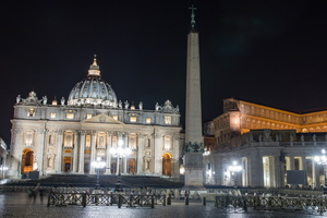 Saint Peter's square at night