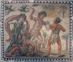 Mosaic Dionysus vs Indians (4th BC)