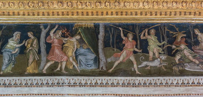 Juno and Semele - Semele consumed by Jupiter's lightning - Diana and Actaeon changed into deers