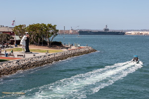 USS Carl Vinson & Embracing Peace statue
