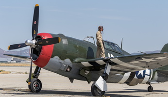 Steven Hinton on his P-47D's wing